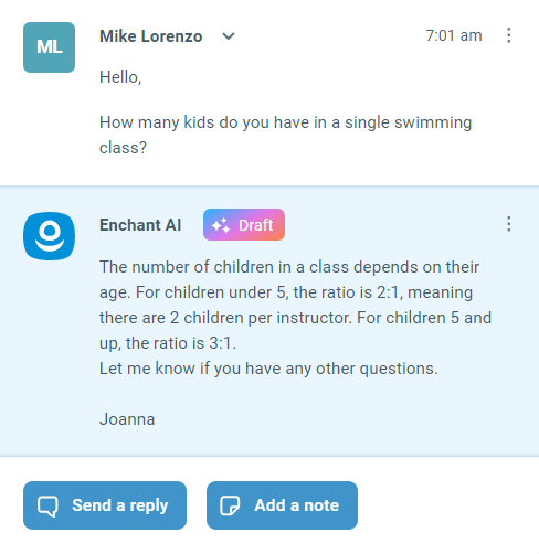 AI-generated draft response ready for review