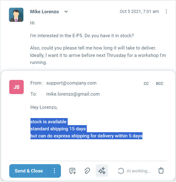 AI writer hint feature preview