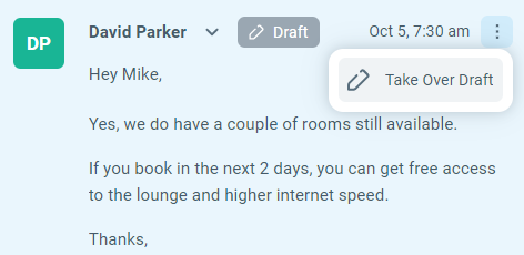 Shared draft being reviewed by a team mate